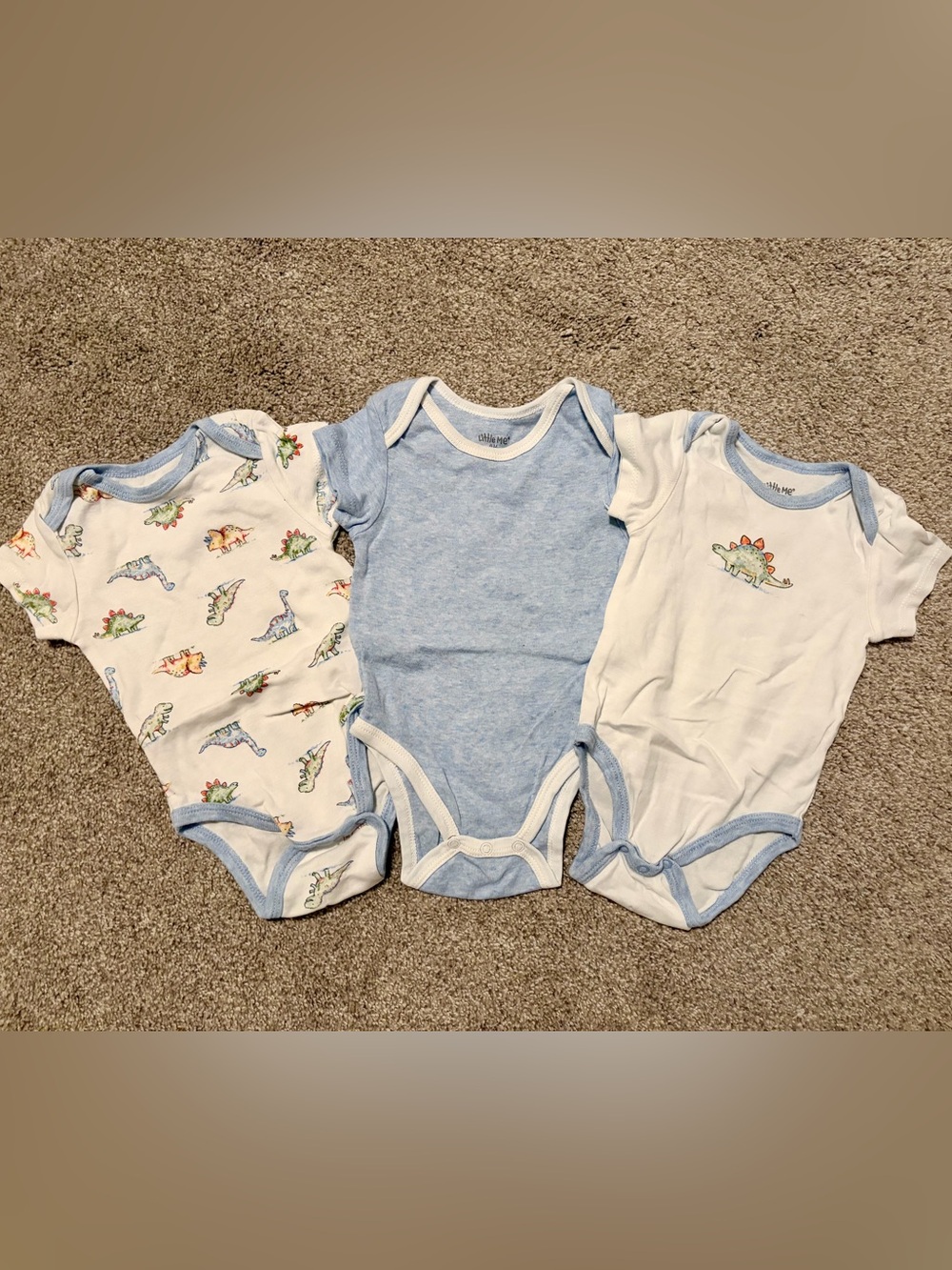 Little Me Light Blue Baby Bodysuit Trio